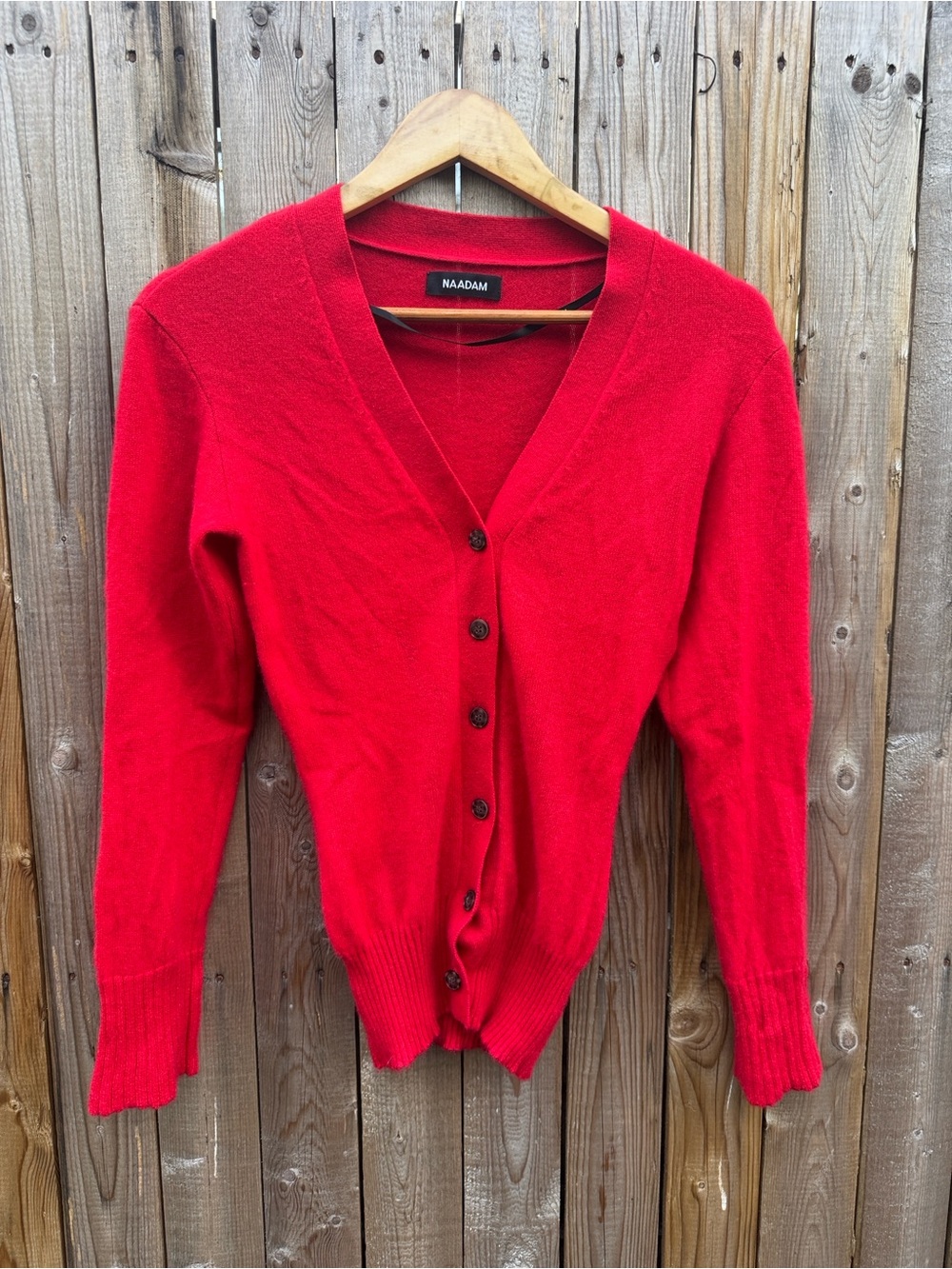 NAADAM Red V-Neck Cashmere Cardigan